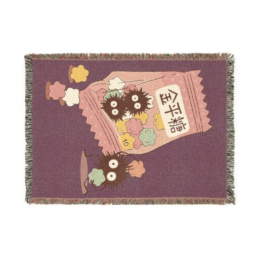 Soot Sprite Woven Blanket, Studio Ghibli Soot Sprite Gift, My Neighbor Totoro Blanket, Howls, Ghibli, Ponyo, Mononoke, Spirited Away, Kiki