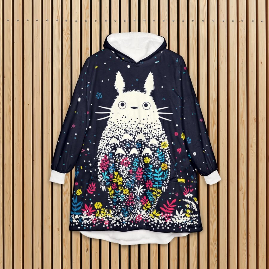 Totoro Hooded Blanket, Ghibli pajamas, studio ghibli blanket, totoro wearable fleece, totoro loungewear, luxury, ghibli christmas gift