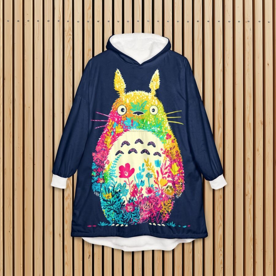 Totoro Hooded Blanket, Ghibli pajamas, studio ghibli blanket, totoro hoodie, ponyo, kiki, howls, mononoke, hayao miyazaki apparel gift