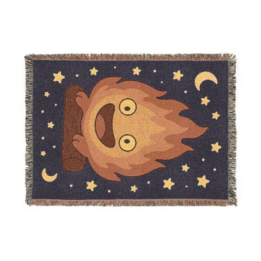 Calcifer Woven Blanket, Studio Ghibli Gift, Howls Moving Castle Blanket, Totoro, Ghibli, Ponyo, Mononoke, Spirited Away, Kiki, Fire demon