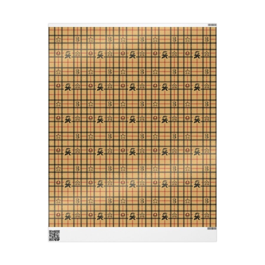 Mario Bro Vintage Christmas Wrapping Paper, Holiday Gift Wrap, Festive Present Packaging, Burberry Plaid Pattern,